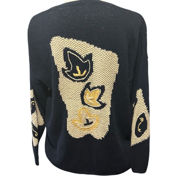 Segrets Sun Prints 80's Grandma Cardigan Geometric Hand Made Sweater Large - Picture 5 of 6